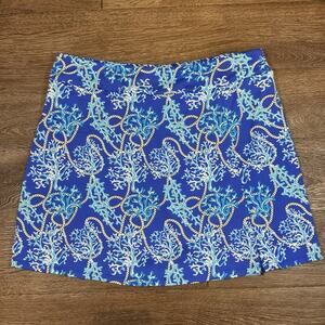 Lulu B Women's Stretch Skort, Size XL, Ocean Coral Nautical Golf Tennis